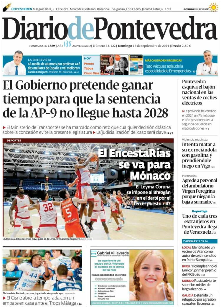 Portada de Diario de Pontevedra (España)