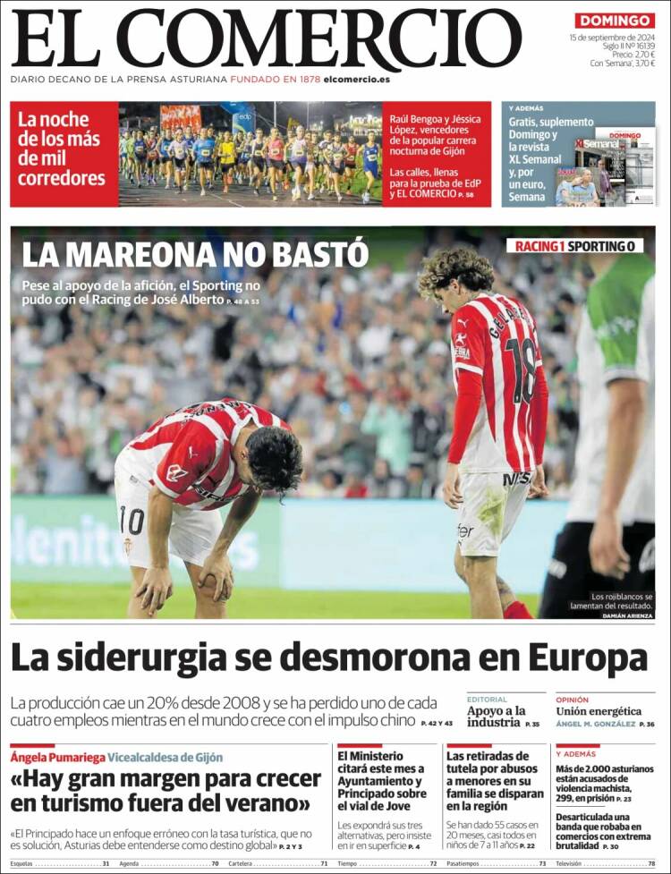 Portada de El Comercio - Gijón (España)