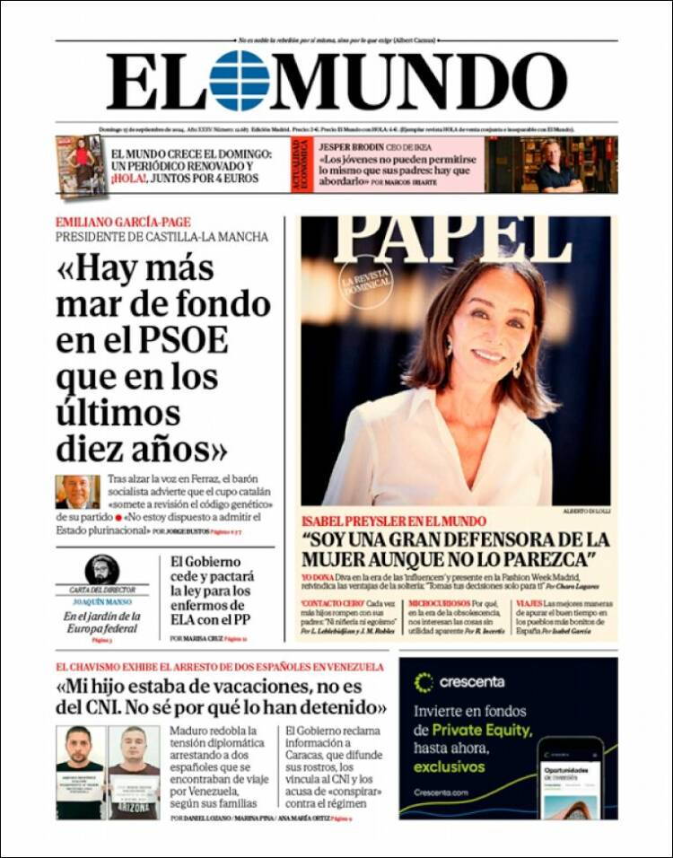 Portada de El Mundo (España)