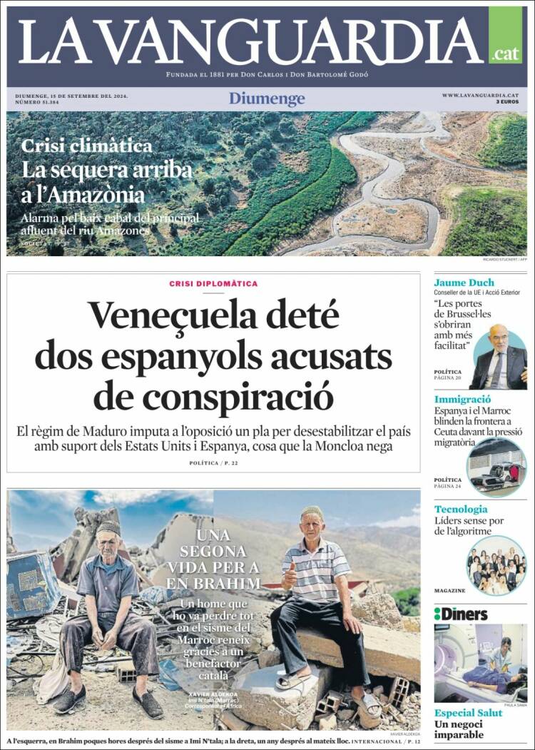 Portada de La Vanguardia (España)