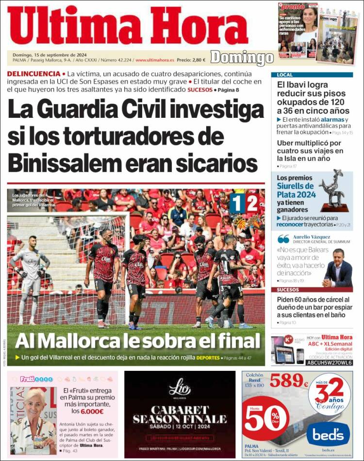 Portada de Última Hora (España)