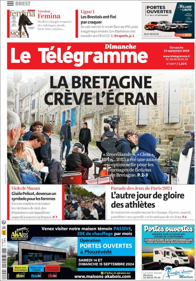 Portada de Télégramme (Francia)