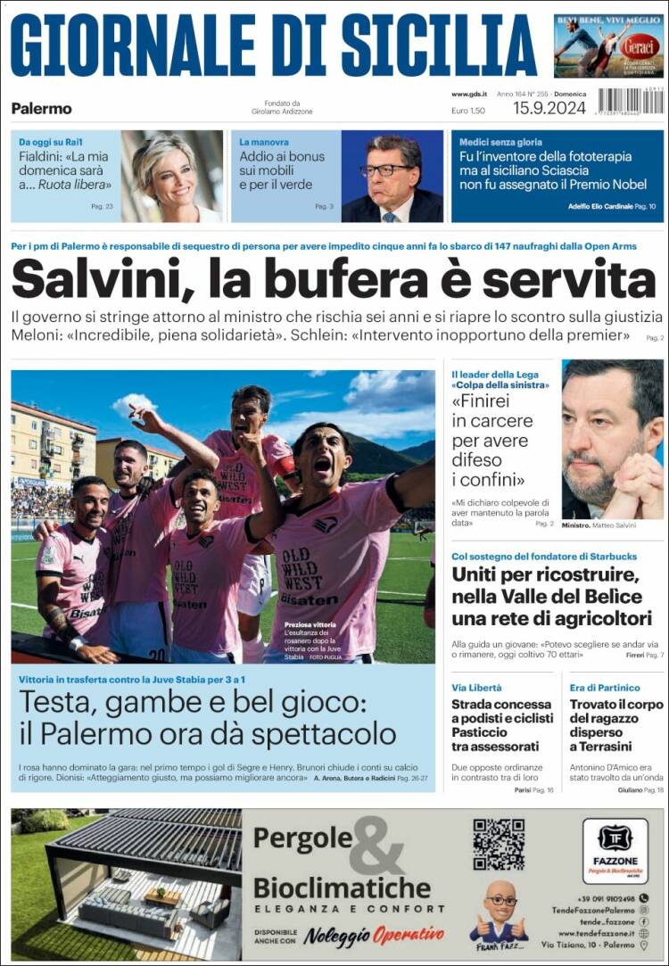 Portada de Giornale di Sicilia (Italia)