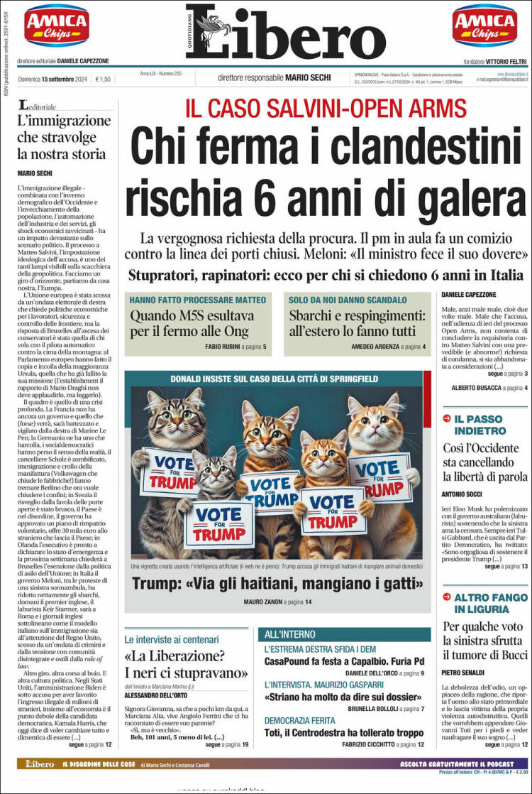 Portada de Libero (Italia)