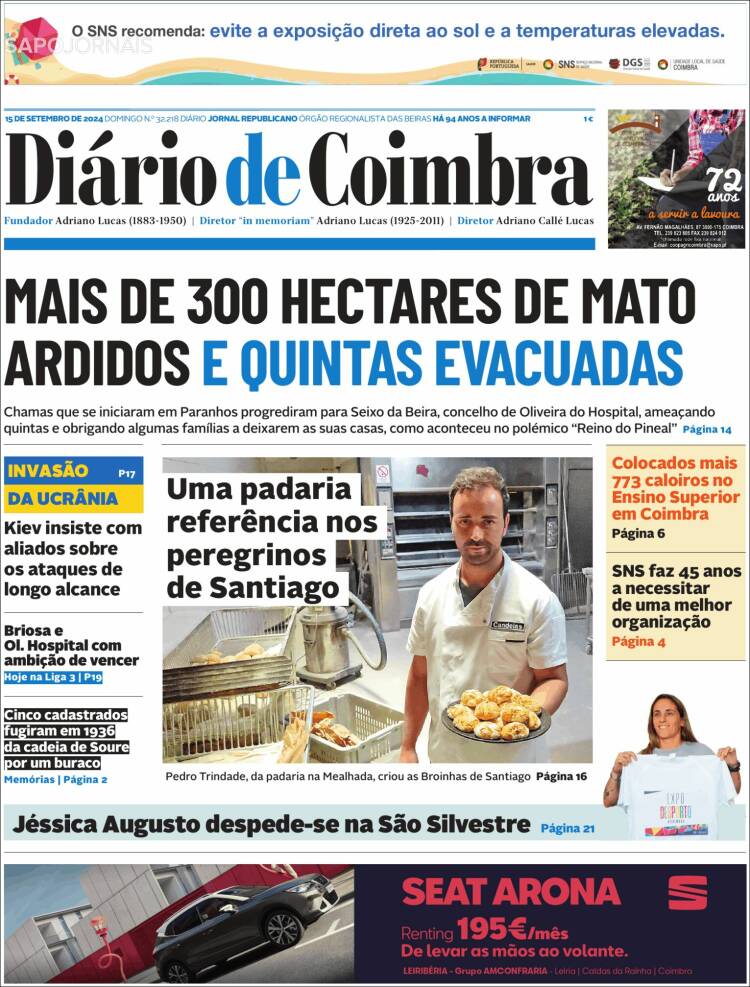 Portada de Diário de Coimbra (Portugal)