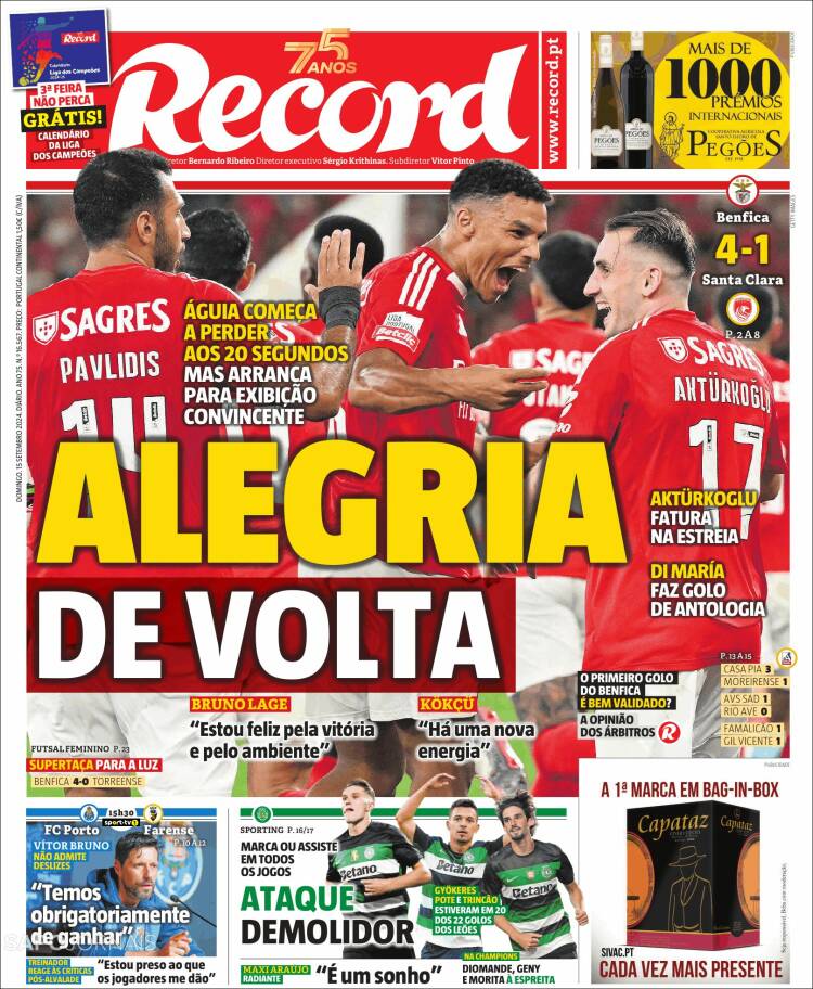 Portada de Jornal de Negócios (Portugal)