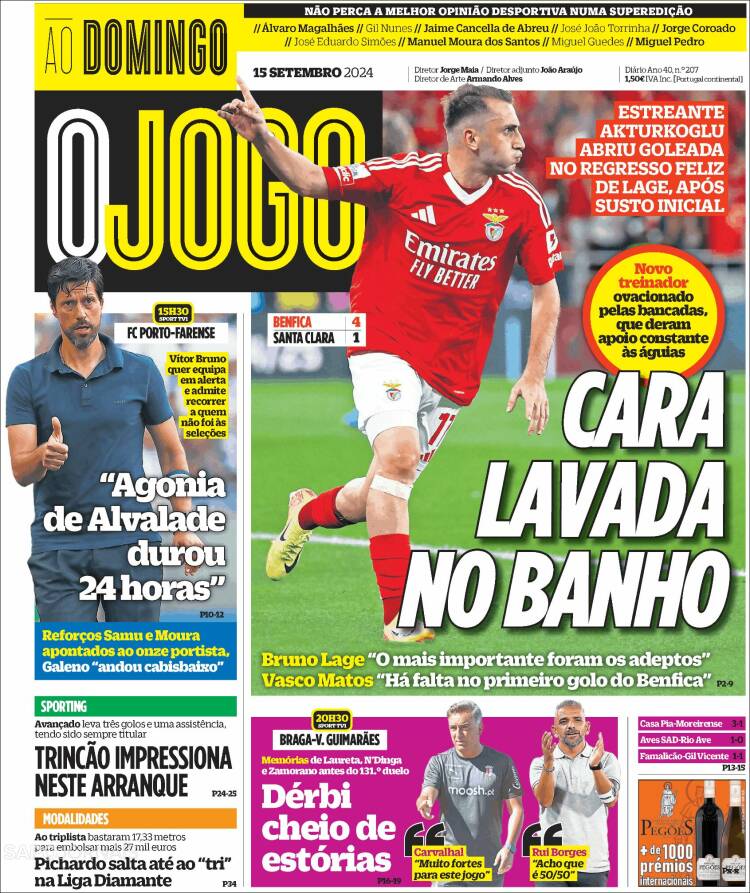 Portada de O Jogo (Portugal)