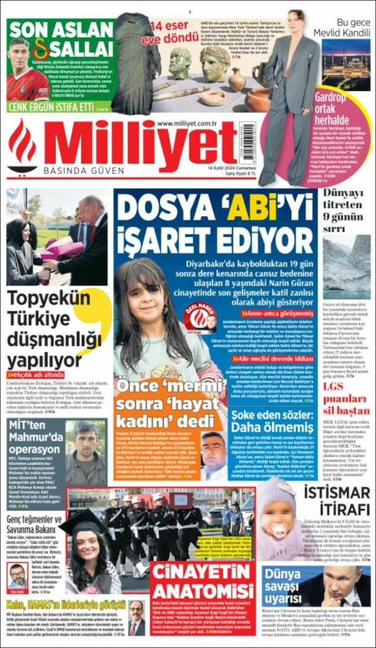 Portada de Milliyet (Turqu&iacute;a)