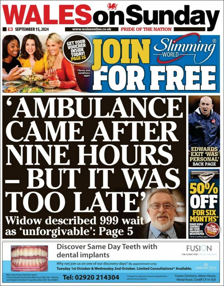 Portada de Western Mail (Reino Unido)