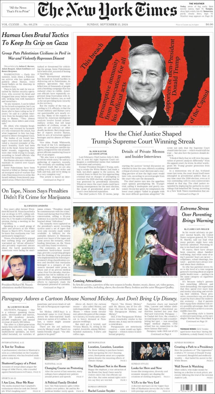 Portada de New York Times (USA)