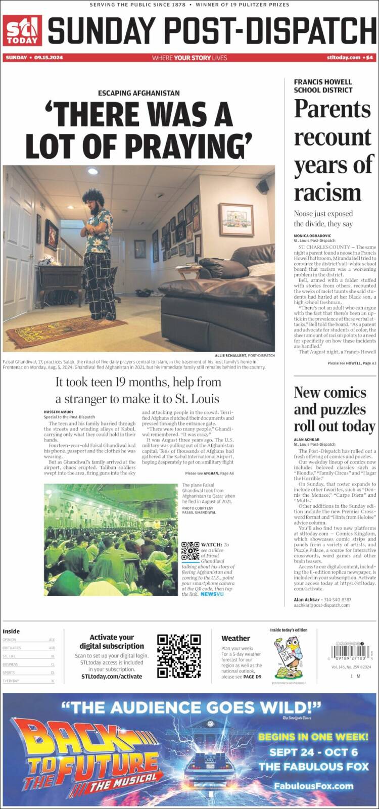 Portada de St. Louis Post-Dispatch (USA)