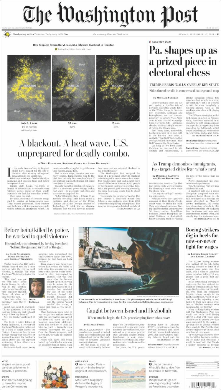 Portada de The Washington Post (USA)