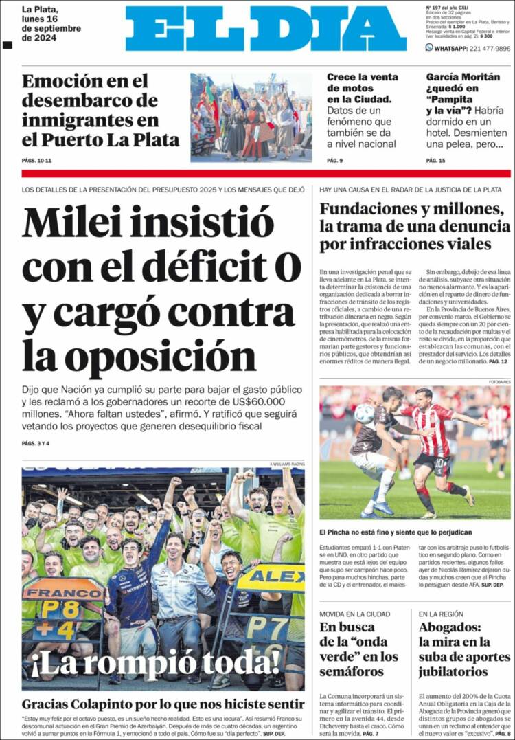 Portada de El Día de la Plata (Argentina)