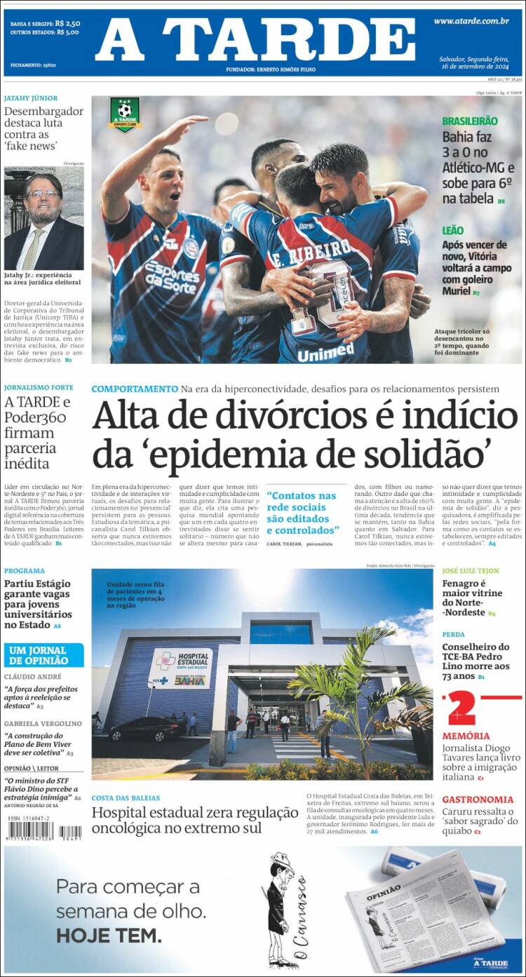 Portada de Diário A Tarde (Brasil)