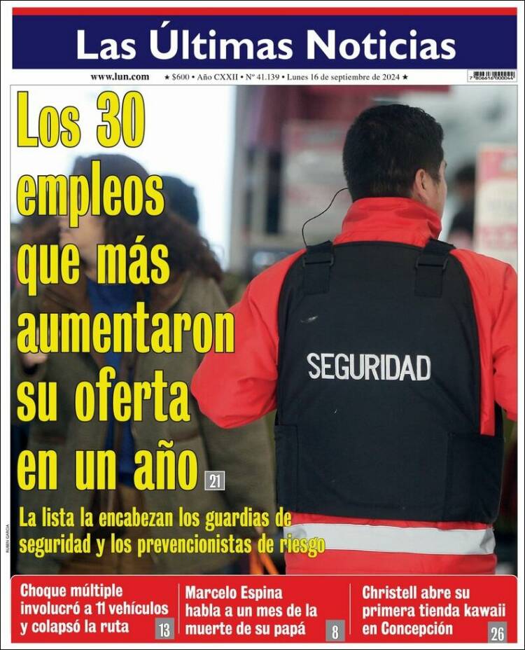 Portada de Las Últimas Noticias (Chile)