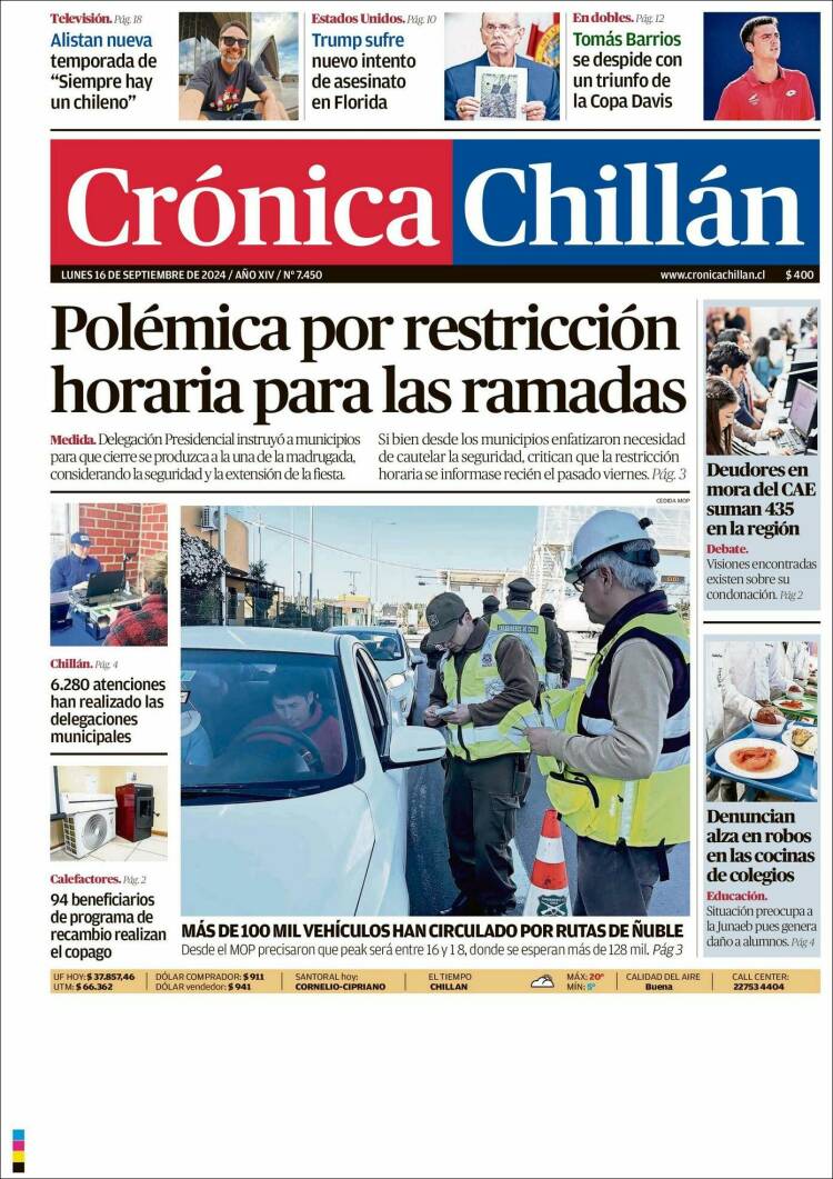 Portada de Crónica Chillán (Chile)