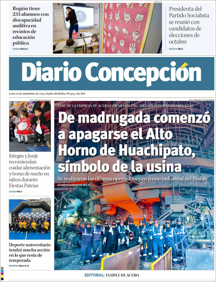 Portada de Diario de Concepción (Chile)