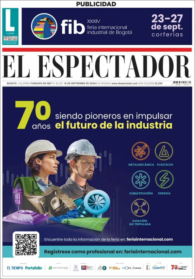 Portada de El Espectador (Colombia)