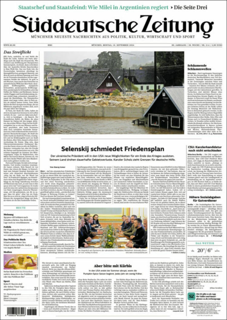 Portada de Sueddeutsche (Alemania)