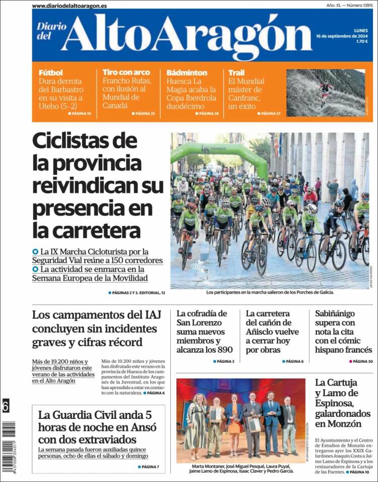 Portada de Diario del AltoAragón (España)