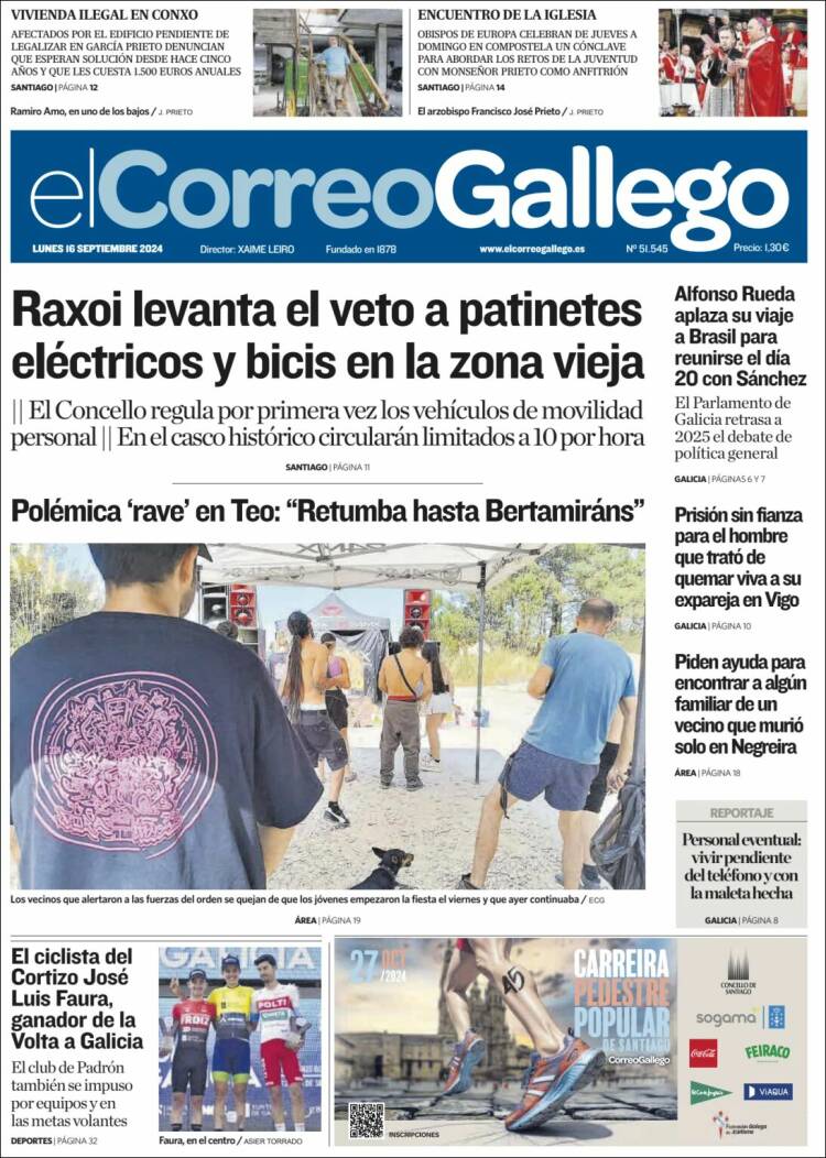 Portada de El Correo Gallego (España)