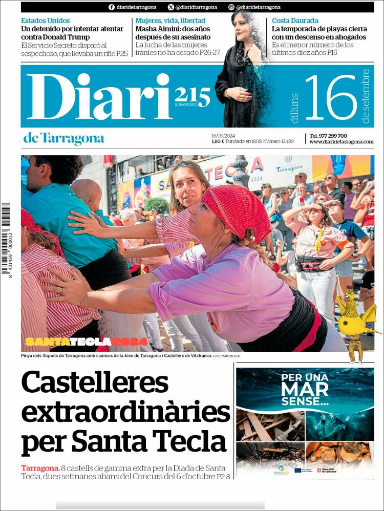 Portada de Diari de Tarragona (España)