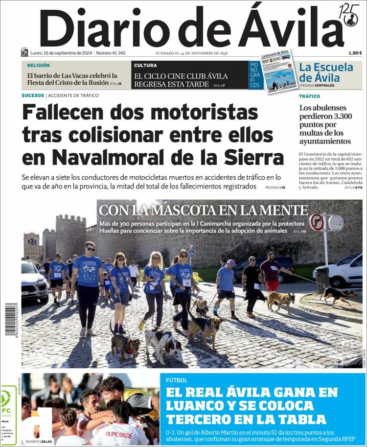 Portada de Diario de Ávila (España)