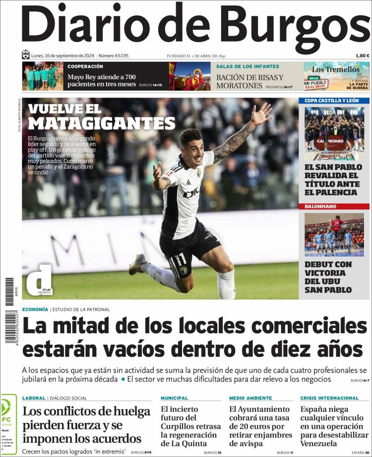 Portada de Diario de Burgos (España)