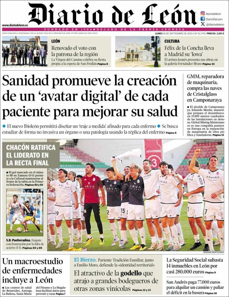 Portada de Diario de León (España)