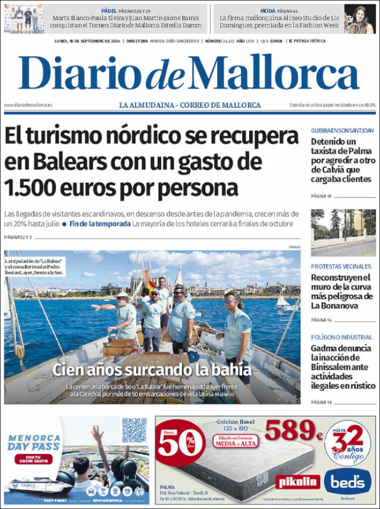 Portada de Diario de Mallorca (España)