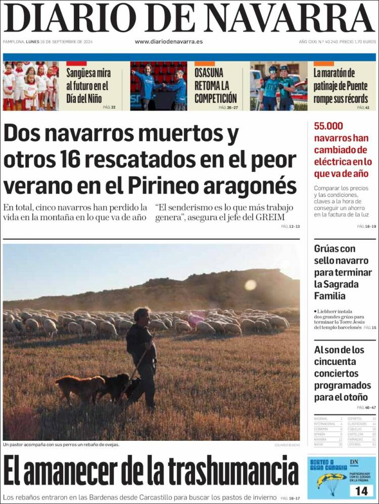 Portada de Diario de Navarra (España)