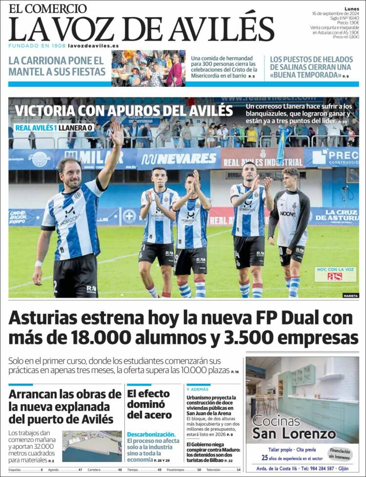 Portada de El Comercio - Avilés (España)