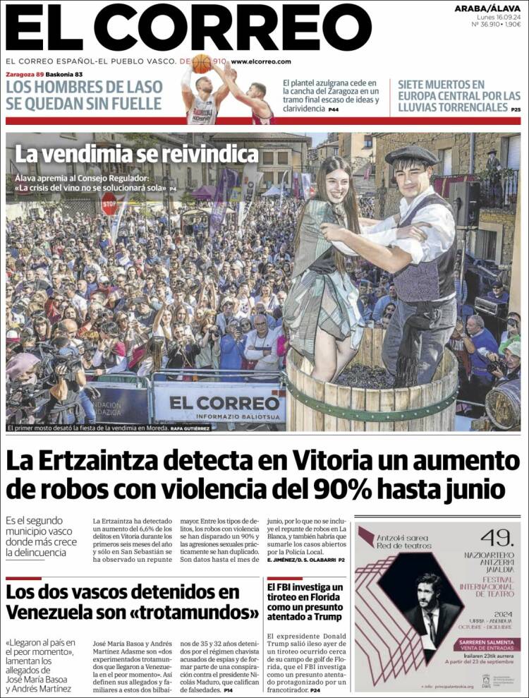 Portada de El Correo - Álava (España)