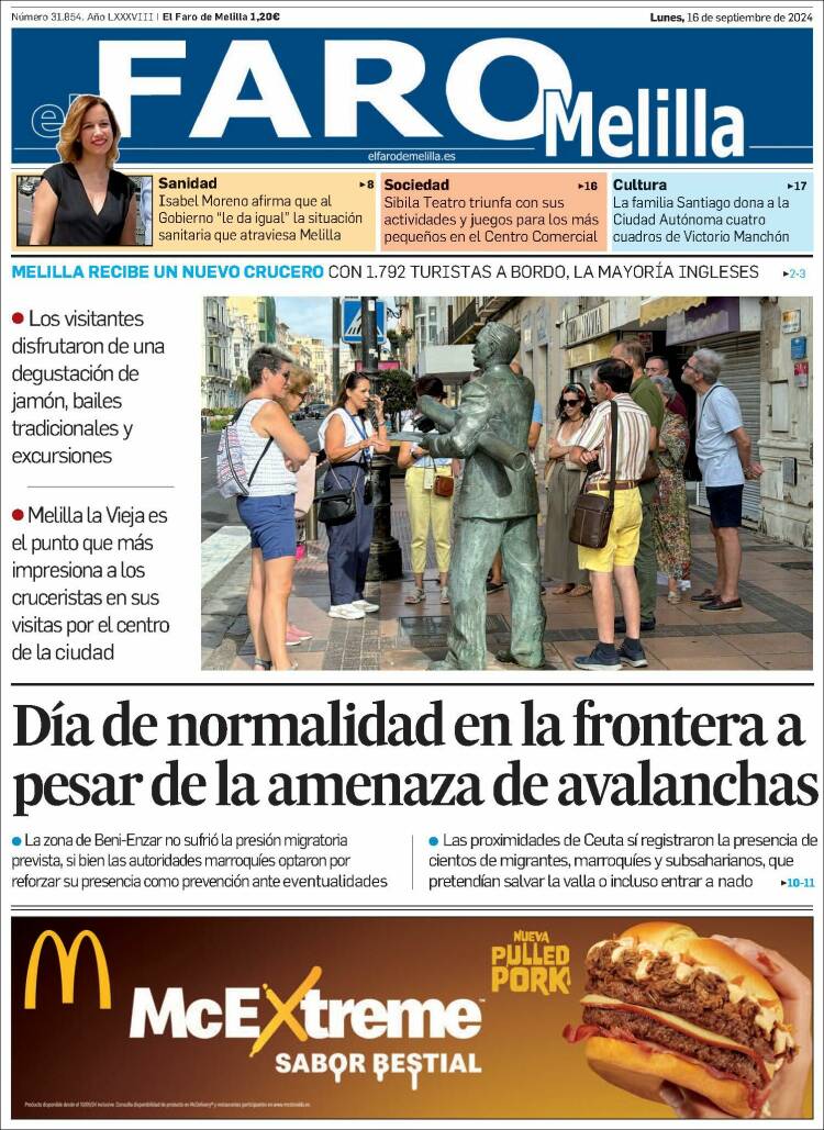 Portada de El Faro de Melilla (España)