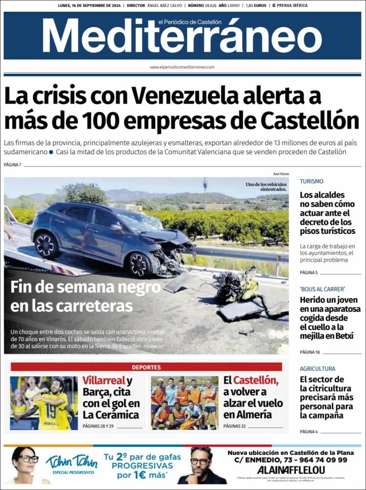 Portada de El Periódico Mediterraneo (España)