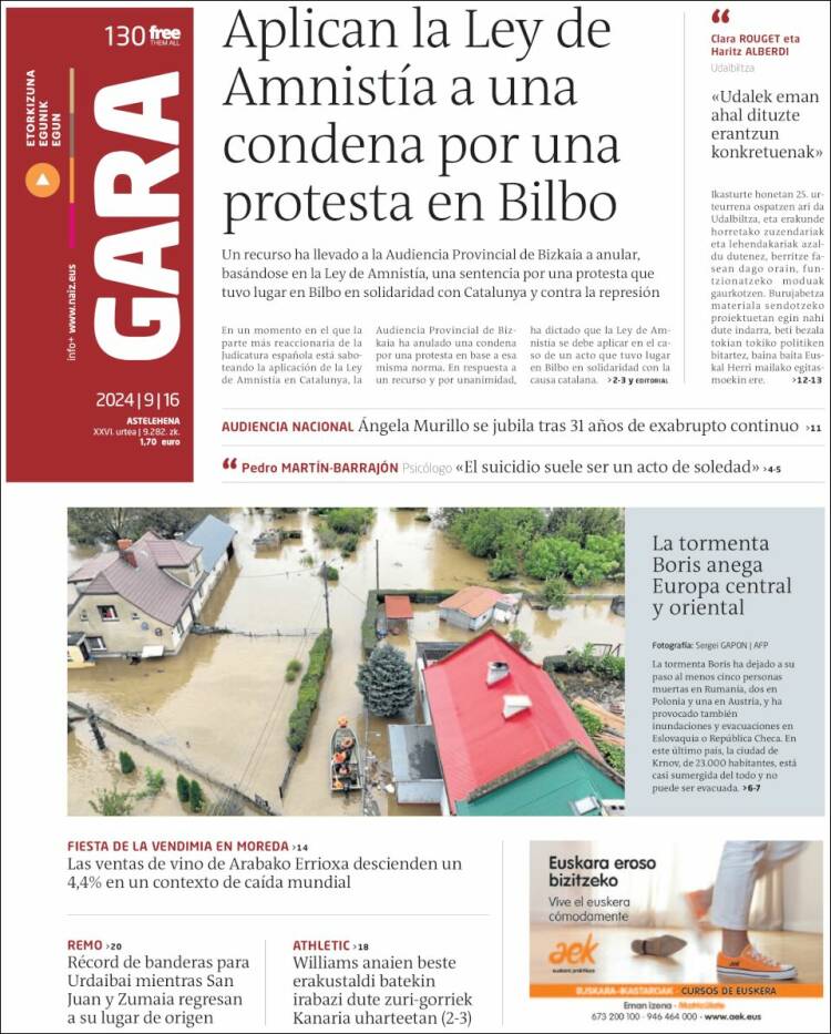 Portada de Gara (España)