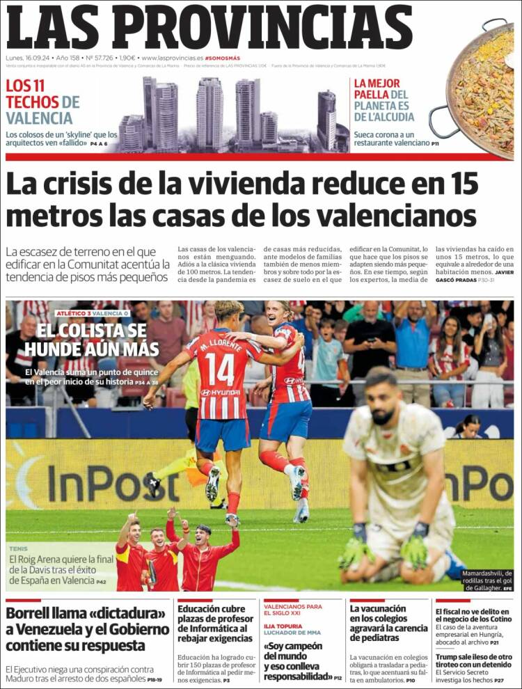 Portada de Las Provincias (España)