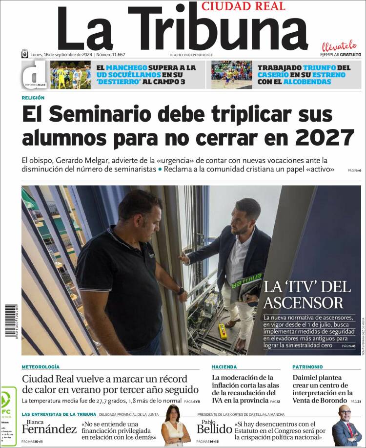 Portada de La Tribuna de Ciudad Real (España)