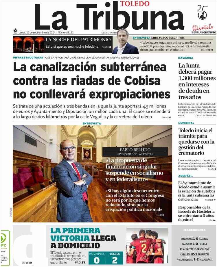 Portada de La Tribuna de Toledo (España)