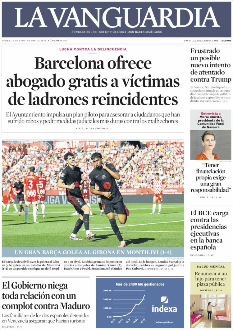 Portada de La Vanguardia (España)