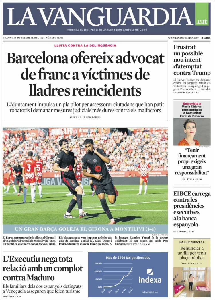 Portada de La Vanguardia (España)