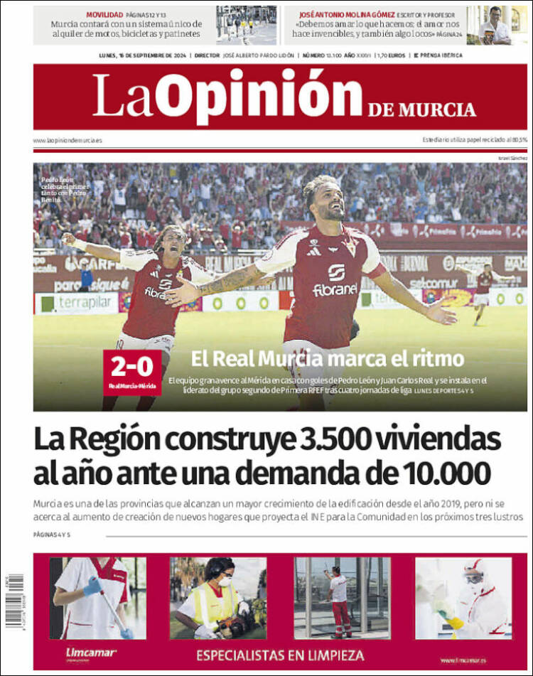 Portada de La Opinión de Murcia (España)