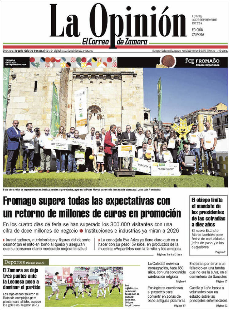 Portada de La Opinión - El Correo de Zamora (España)