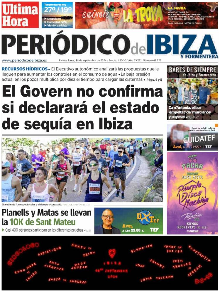 Portada de Periódico de Ibiza (España)