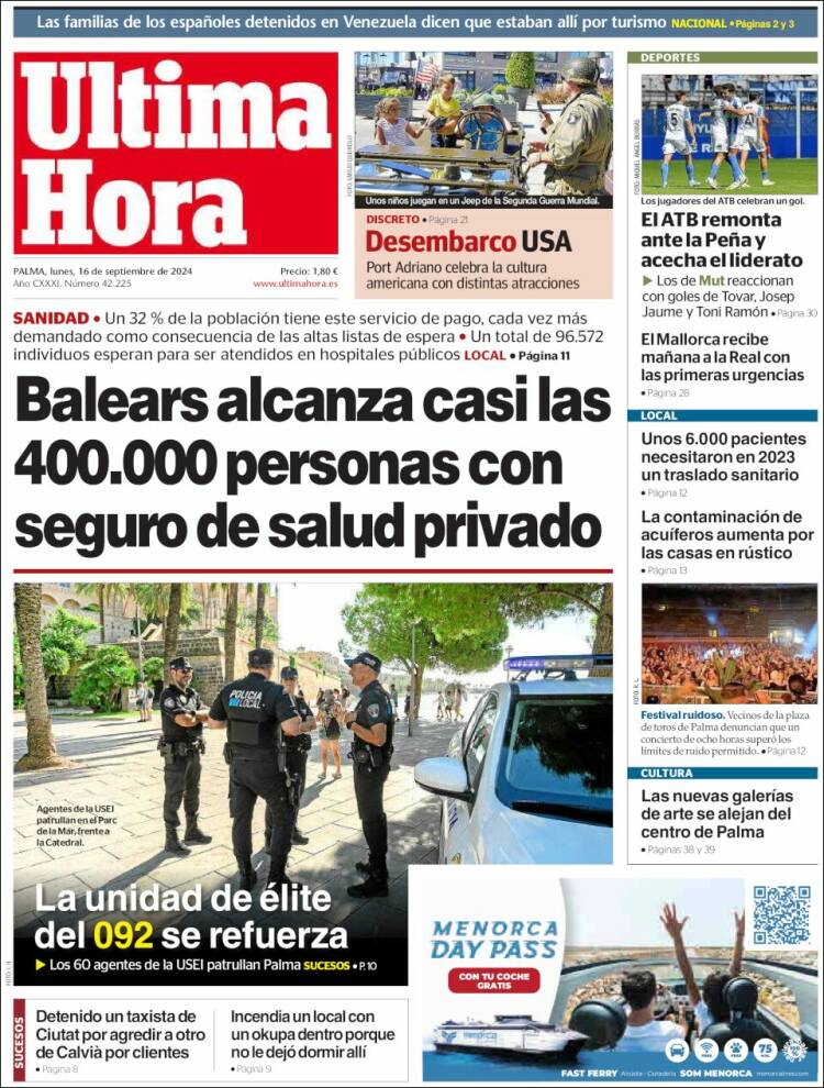 Portada de Última Hora (España)