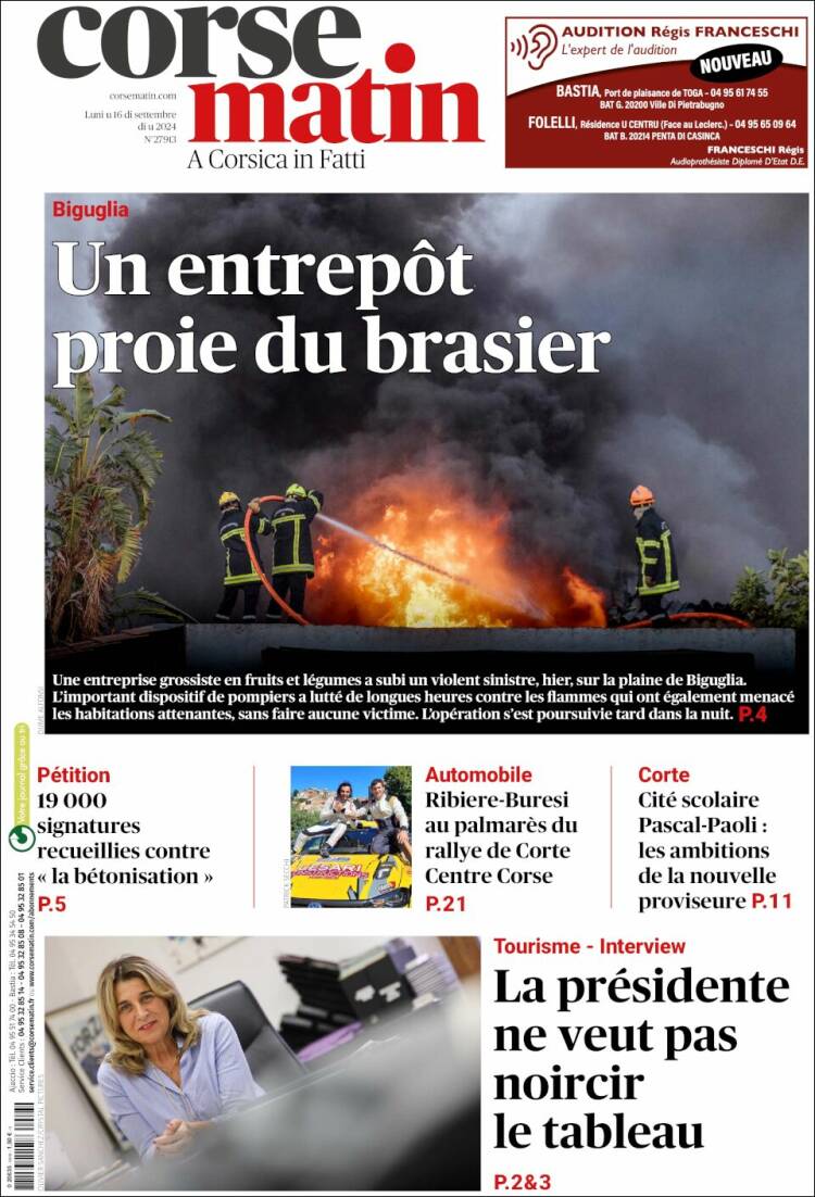 Portada de Corse-Matin (Francia)