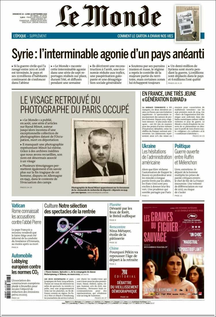 Portada de Le Monde (Francia)
