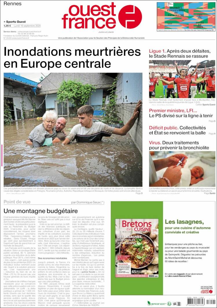 Portada de Ouest France (Francia)