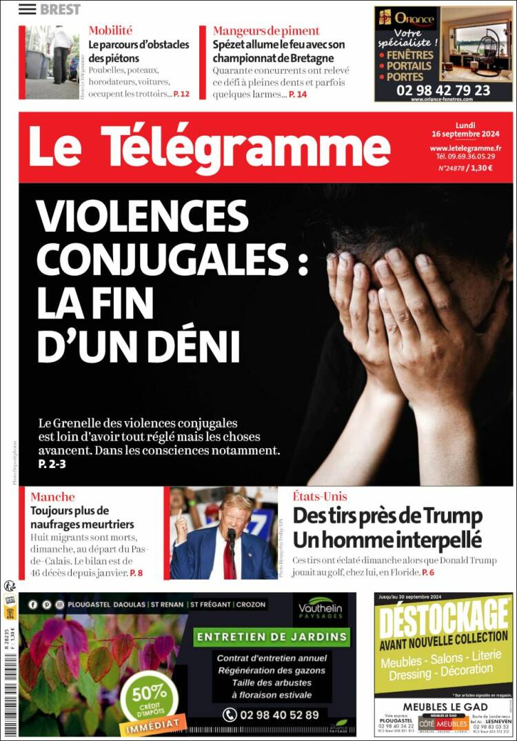 Portada de Télégramme (Francia)