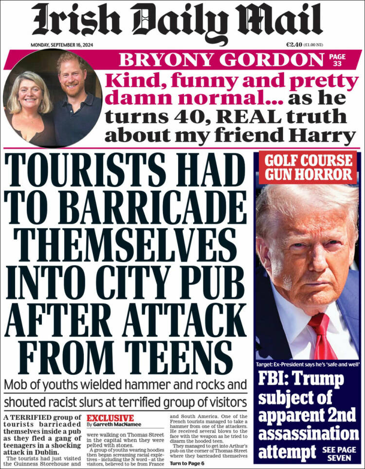 Portada de Irish Daily Mail (Irlanda)